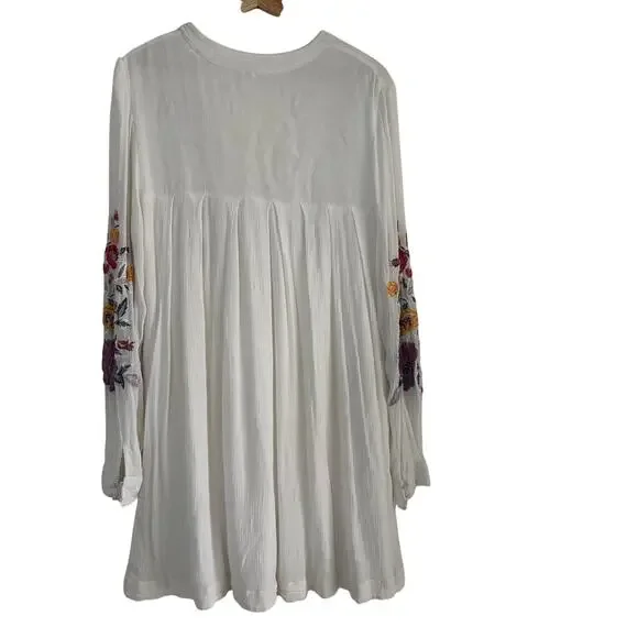 Free People Mia Gauze Embroidered Mini Dress White Boho Tunic L Boho Festival - Picture 7 of 10